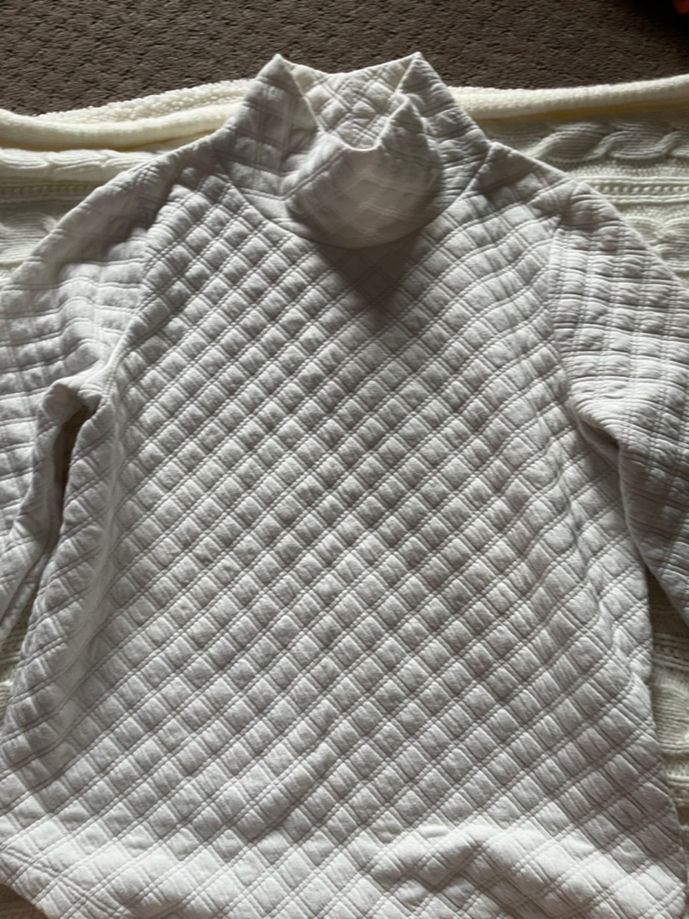 J. Crew Quilted White Turtleneck Sweatshirt XS